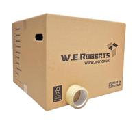 W.E. Roberts 10 Strong Extra Large Cardboard moving Boxes. Packing boxes for moving house with Printed Room List and Carry Handles 52cm x 52cm x 40cm cardboard boxes and 66 Metres Clear Low Noise Tape