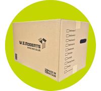 W.E. Roberts Moving Boxes LARGE STRONG Cardboard House Moving packing boxes for moving house - Removal Packing boxes Large Cardboard Boxes with handholes and Room List (Pack of 10)