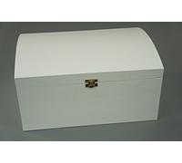 (W) EXTRA LARGE TREASURE CHEST WHITE WOODEN BOX WOOD KEEPSAKE MEMORY GIFT BOX DECOUPAGE CRAFT ART