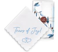W&F GIFT Handkerchief - 12" x 12" - Something Blue for Bride on Wedding Day - Fun Gift, Tears of Joy!, 6" x 6"