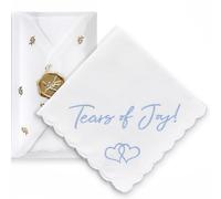 W&F GIFT Wedding Handkerchief - 12" x 12" - Something Blue for Bride on Wedding Day - Father Mother of the Bride Gifts, Bridal Hankie - Tears of Joy for Happy Tears - GOL