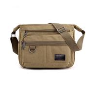 W&G traveler Crossbody Messenger Bag Rfid Blocking, 13 inch Laptop Shoulder Bag, Casual Satchel Bag w/Water Bottle Holders, Built-in Wallet & Phone Pouch, Water Resistant, Khaki