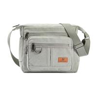 W&G traveler Rfid Blocking Crossbody Bag, Messenger Work Bag with Water Bottle Holders, 13 inch Shoulder Laptop Bag for School, Travel, Tool, Commute, Camera, Grey