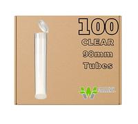 W Gallery 100 Clear 98mm OPEN CAP Pop Top Tubes - Airtight Smell Proof Containers - Plastic Medical Grade Prescription Bottles for Pills Herbs Flowers Supplements, Bulk Pack, Not Glass Jars