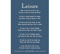 W H Davies Leisure poem art print (dark blue). Size A4