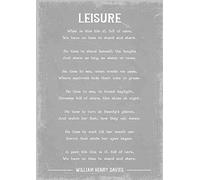W H Davies Leisure poem art print (Grey) Size A4