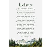 W H Davies Leisure poem with mountains watercolour art print. Size A4