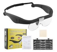 W&H Magnifying Glass with Light, Rechargeable Headband Magnifier, 4 Detachable Lenses 1.5x, 2.5x, 3.5x, 5x Magnification, Magnifying Glasses for Hobbies, Close Work, Crafts, Reading and Arts