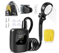 W&H Portable Camping Shower,Rechargeable Portable Shower with LED Display,IPX8 Waterproof,Outdoor Shower for Hiking, Travel, Car, Pet