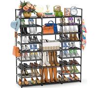 W&H Shoe Rack Storage Organizer - 9 Tier Metal Vertical Shoe Rack for Entryway Closet - Sturdy, Durable, Holds 50-55 Pairs - Black