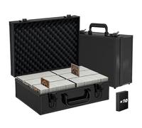 W&H Trading Card Storage Box,Black Top Loaders Storage Boxes,Aluminum Alloy,10 Dividers,Deck Box for MTG, TCG,PSA,Yugioh, Sports Cards