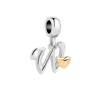 W Initial Letter Gold Heart Charm for Pandora Charms Bracelets Name Alphabet Birthday Jewellery Gift for Women Daughter Granddaughter Sister Friendship