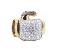 Jewelco London Men's Gold-Plated Silver Round CZ Encrusted MMA Boxing Glove Ring in Gold | Size: W Jewelco London Gold W