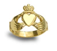 (W) Jewelco London Men's Solid 9ct Yellow Gold Claddagh (Chladaigh) Ring - JRN104