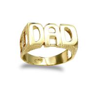 (W) Jewelco London Men's Solid 9ct Yellow Gold Curb Link Sides DAD Ring - JRN129