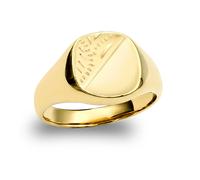 (W) Jewelco London Men's Solid 9ct Yellow Gold Diamond Cut Square Cushion Signet Ring - JRN149