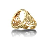 (W) Jewelco London Men's Solid 9ct Yellow Gold St George Dragon Slayer Full Sovereign Mount Ring - JRN175-F