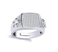 Jewelco London Men's Mens Silver CZ Fleur De Lis Square Cushion Signet Ring - GVR808 in White | Size: W Jewelco London White W
