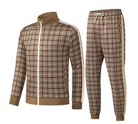 W JIANWANG Men's Casual Tracksuits Long Sleeve Jogging Suits Sweatsuit Sets Track Jackets and Pants 2 Piece Outfit, 2101-brown, Medium