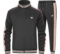 W JIANWANG Men's Tracksuit, Jogging Suit, Sports Suit, Tracksuits, 2-Piece Casual Athletic Jogging, black, XL