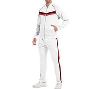 W JIANWANG Track Suits for Men Set Jogging Tracksuit Mens Sweatsuits 2 Piece Casual Workout Running Sports Jogger Sweat Suits Clothes Jackets and Pants Outfits White JW-251-XXL