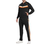 W JIANWANG Track Suits for Men Set Jogging Tracksuit Mens Sweatsuits 2 Piece Casual Workout Running Sports Jogger Sweat Suits Clothes Jackets and Pants Outfits Black JW-254-XXL