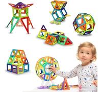 W&JOHNSON Magnetic Building Tiles, 72-Piece Construction Set, Educational STEM Learning Toy for Ages 3-7+, with Storage Bag