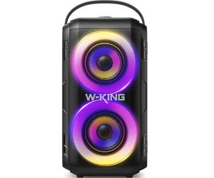 W-KING Bluetooth Speaker Wireless with 2 Full-Range Drivers-Super Bass, 80W Portable Party loud Outdoor Speaker with LED Lights, Huge 105dB Sound, IPX5 Big Large Speaker, 24H, U-Disk, TF Card, AUX, EQ