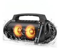 W-KING Portable Bluetooth Speaker with Wireless Microphone, 120W Peak 70W RMS Waterproof Outdoor Bluetooth Speakers, 110dB Loud Bass/42H/BT5.4/DSP/RGB, Stereo Pairing for Camping & Beach Essentials