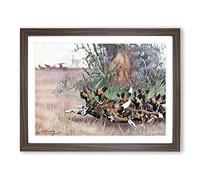 W Kuhnert African Wild Dog Vintage Framed Print | A4 Walnut Framed Wall Art | Ready to Hang | Classic Animal Picture | Living Room Bedroom Lounge Office