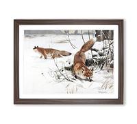 W Kuhnert Common Fox Vintage Framed Wall Art Print, Ready to Hang Picture for Living Room Bedroom Home Office Décor, Walnut A4 (34 x 25 cm)