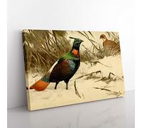 W Kuhnert Himalayan Monal Pheasant Vintage Canvas Wall Art Print Ready to Hang, Framed Picture for Living Room Bedroom Home Office Décor, 50x35 cm (20x14 Inch)
