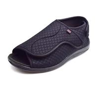 W&Lesvago Men's Open Toe Breathable Diabetic Slippers, Extra Wide Width Adjustable Edema Sandals for Elderly black Size: 12