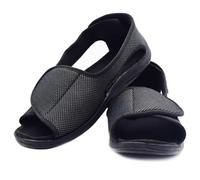 W&Lesvago Men's Open Toe Diabetic Sandals - Extra Wide Width Arthritis&Edema Footwear MS6010M (9.5, Black)