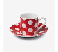 W.M Bartleet & Sons Wm Bartleet & Sons Porcelain Spotty Espresso Cup & Saucer, Red