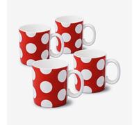 W.M Bartleet & Sons Wm Bartleet & Sons Porcelain Spotty Large 1 Pint Mug, Set Of 4 Red