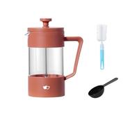 W&M French Press - Cafetiere - Coffee Press - Caffettiera - Borosilicate Glass Filter, Stainless Steel and Triple Filter - Tea Pot - Coffe Cafetiere - Measuring Spoon + Cleaner - Pink - 600ml