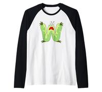 W Monster Letter Alphabet Scary Face Raglan Baseball Tee