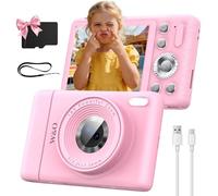 W&O Digital Camera,Kids Camera,Point and Shoot Digital Cameras for Kids,with 2.8" LCD Screen,64MP,16X Zoom,Built-in Game & SD Card for Boys & Girls(Pink)
