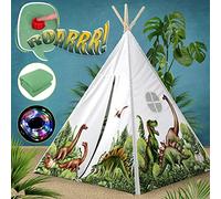 W&O Dinosaur Discovery Teepee with LED Lights, Roar Button & Plush Mat