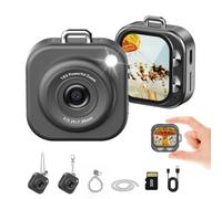 W & O Mini Keychain Digital Camera,1080p Mini Camera Charms with 32GB Card,Small Cameras for Photography with Long Battery Life,Pocket-Size Tiny Camera with Keychain for Vlog, Party and Travel (Black)