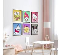 W.O.W.A Hello Kitty Themed Nursery Decor for Girls - Set of 6 Vibrant Posters for Boys and Teens Bedroom (8x10 Inch, Unframed)
