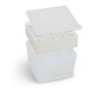 W&P Mini Ice Box Silicone Ice Cube Tray with Lid & Bin, Holds 48 Cubes, Easy Release, Space-Saving Stackable Design, Dishwasher Safe, Cream