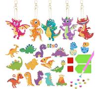 W Rxkiocs 21 Pcs Diamond Art for Kids Dinosaur Diamond Painting Ornaments 5D Diamond Art Kits DIY Craft Keyrings Match Stickers Arts and Crafts for Kids can Decorate Backpacks Books Water Bottles etc