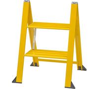 W.Steps Vikingstep Midi 728602 Yellow Aluminium Step Ladder, 480 mm High, Maximum Load 150 kg, Compact Aluminium Folding Step Ladder with 2 Steps, Only 35 mm Wide,