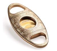 W.SWAN Cigar Cutter Gold Carving Stainless Steel Double Blades Cigar Guillotine