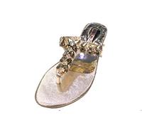 W & W-Dora- Womens Flat Diamante Slip ON SPARKLEY Dressy Party Sandals Size 4-9 (7, Gold)