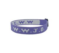 W.W.J.D. Monogram Print Wrist Strap Bracelet Webbing Unisex Bracelet Adjustable Bracelet Big Thin Hoop Earrings (Purple, One Size)