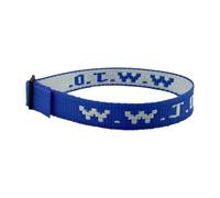 W.W.J.D. Monogram Print Wrist Strap Bracelet Webbing Unisex Bracelet Adjustable Bracelet Big Thin Hoop Earrings (Blue, One Size)