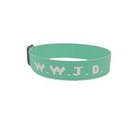 W.W.J.D. Monogram Print Wrist Strap Bracelet Webbing Unisex Bracelet Adjustable Bracelet Big Thin Hoop Earrings (GN3, One Size)